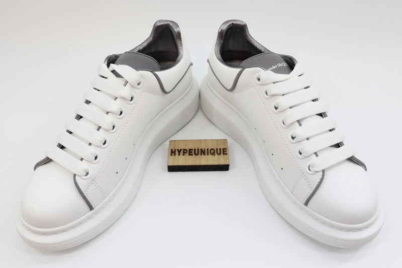 alexander mcqueen  leather platform trainers sneakers gray-white replica