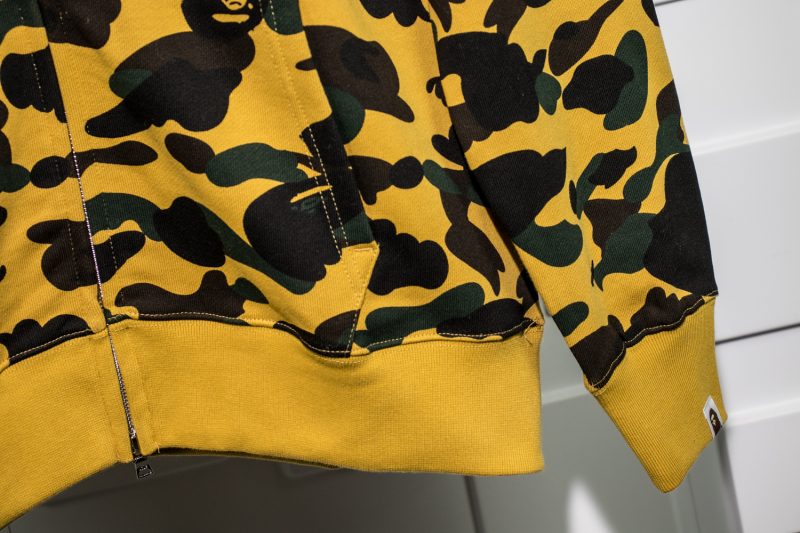 a bathing ape bape shark 1st camo hoodie – yellow