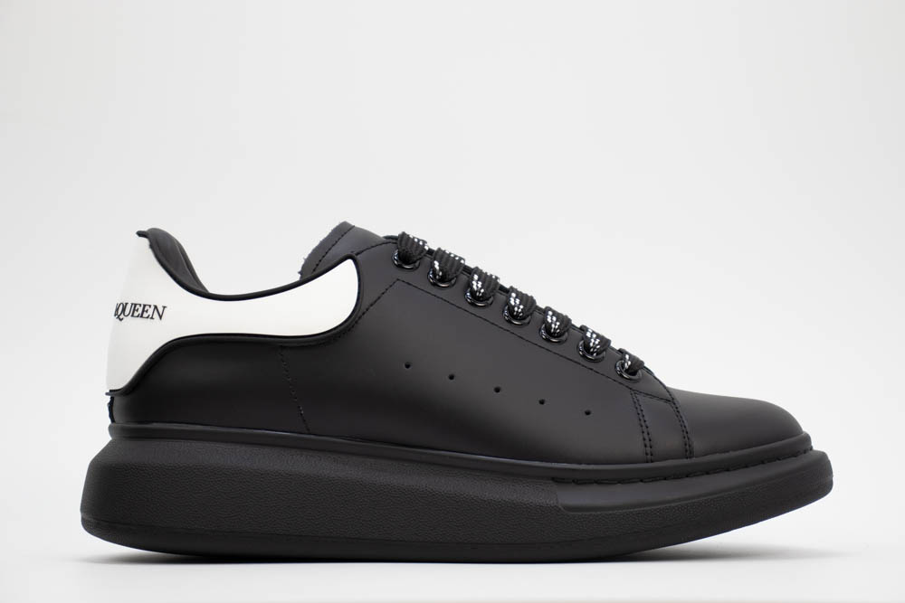 alexander mcqueen show leather platform trainers – black