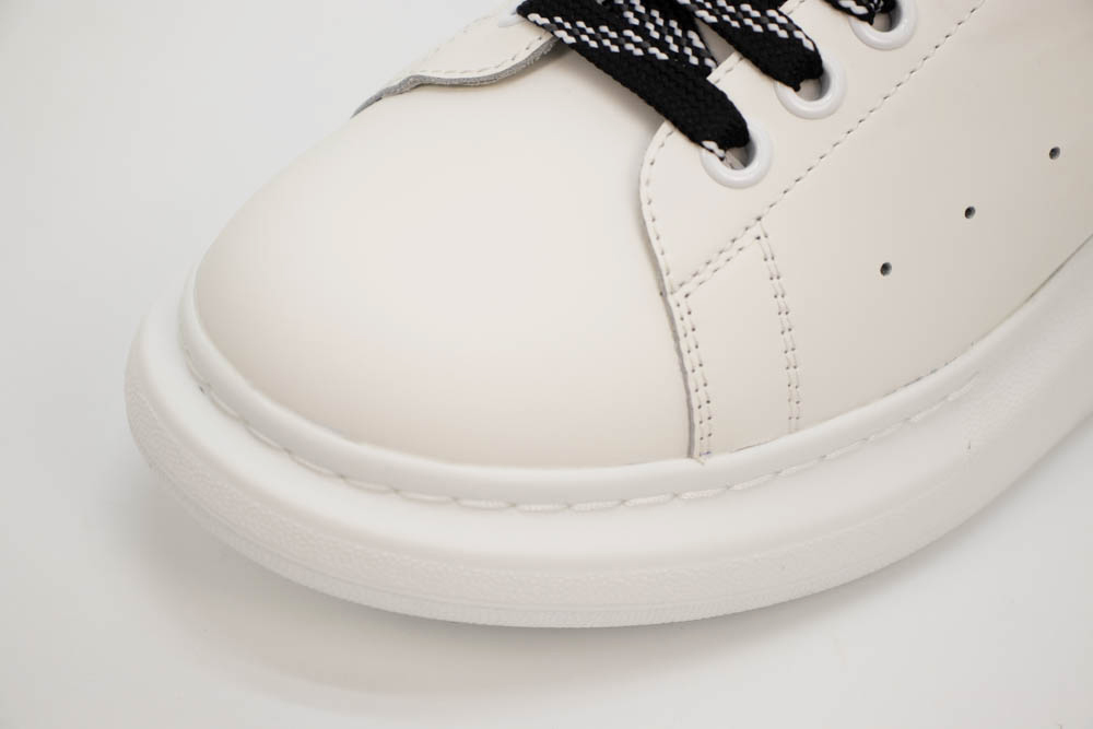 alexander mcqueen show leather platform trainers -white/blk