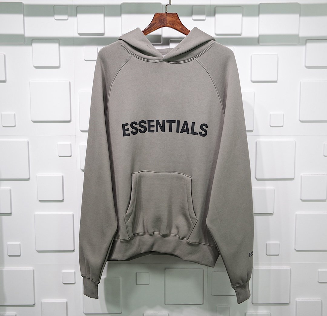 fear of god essentials pullover hoodie applique logo