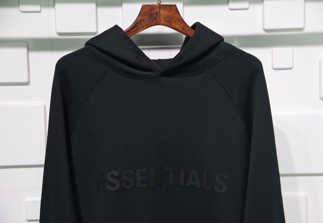 fear of god essentials pullover hoodie applique logo