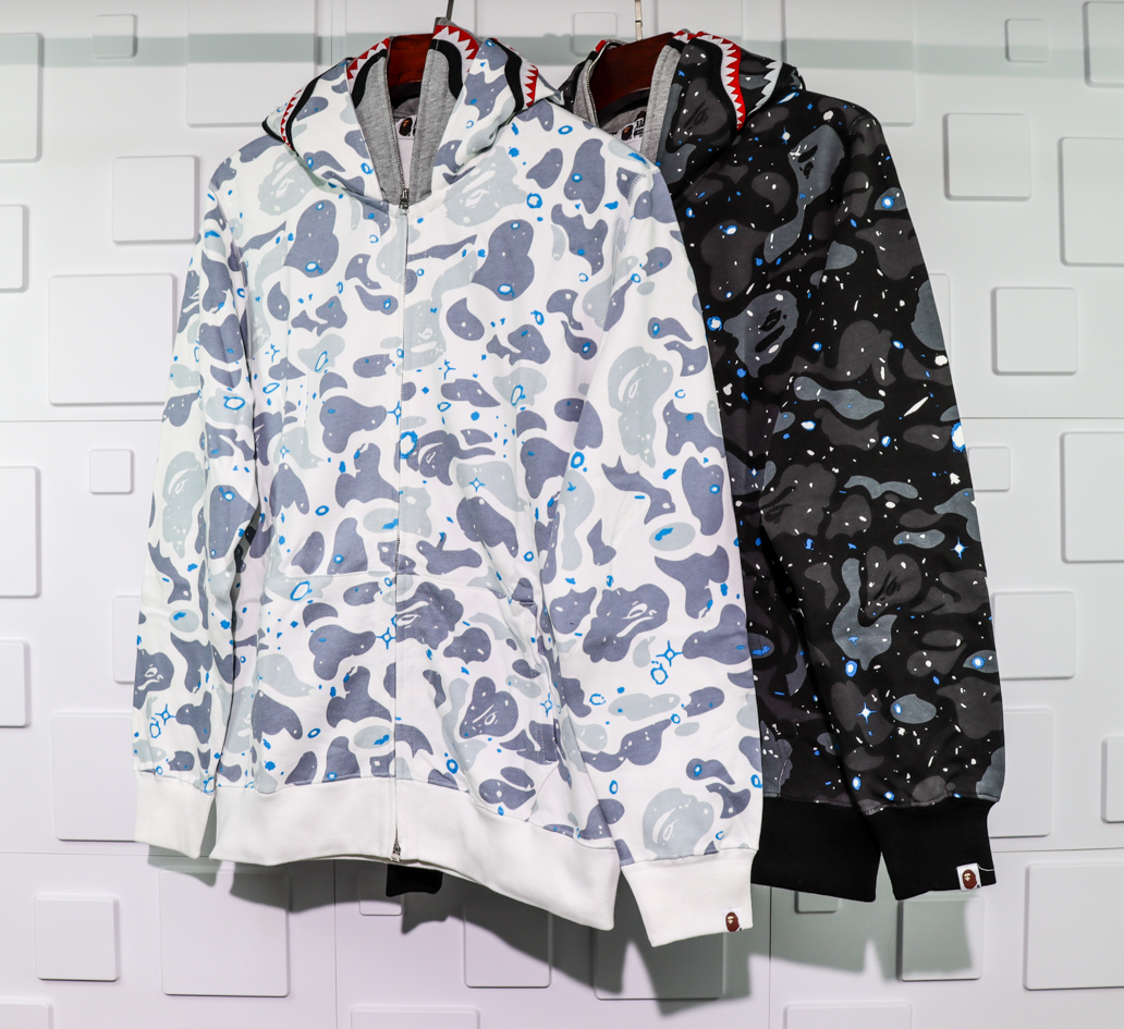 a bathing ape bape shark 1st camo galaxy double hoodie