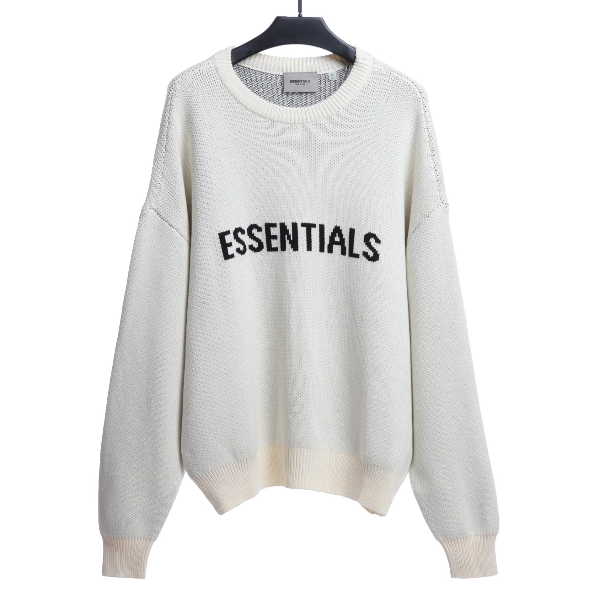 letter jacquard crew neck sweater