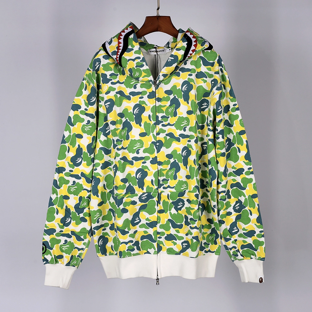 bape shark full zip hoodie (green / yellow）