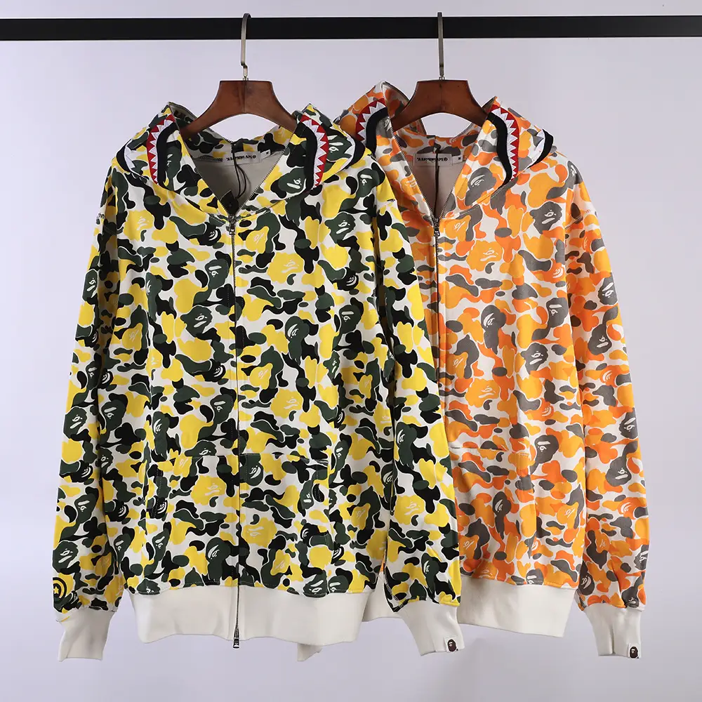 bape shark full zip hoodie (yellow / orange）