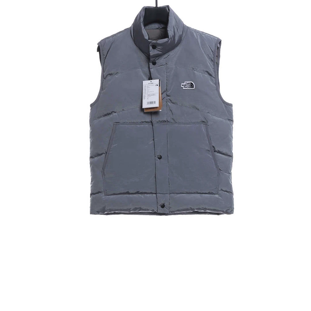 micro-label down vest with patch on the chest(black / grey )