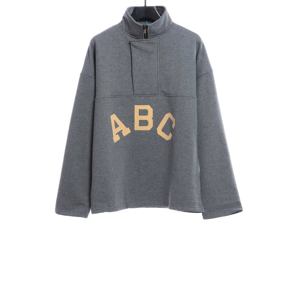 abc alphanumeric 7 flocked stand collar sweatshirt