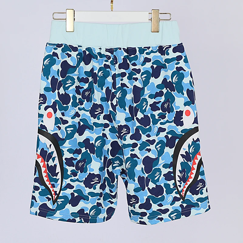 bape color camo shark beach shorts