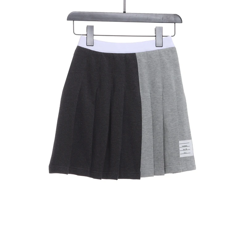 preppy color block skirt