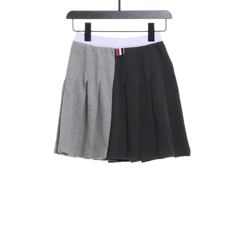 preppy color block skirt