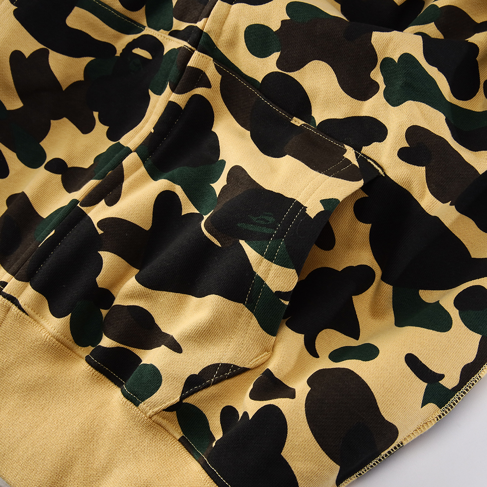 bape sanrio milo hello kitty split face 1st camo full zip hoodie yellow