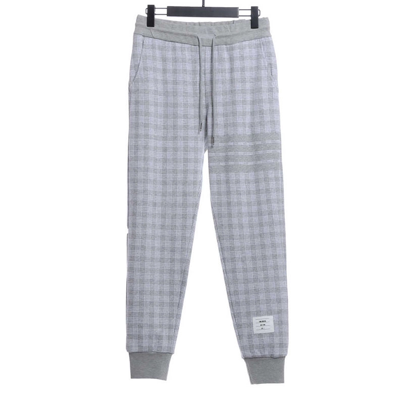 checked jacquard trousers