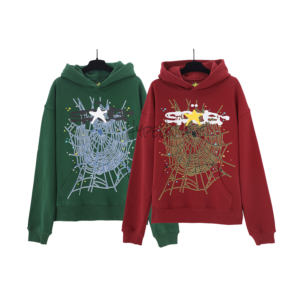 sp5der web logo hoodie ‘maroon’ & hunter green