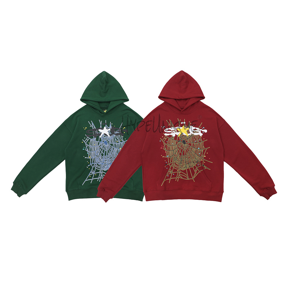 sp5der web logo hoodie ‘maroon’ & hunter green