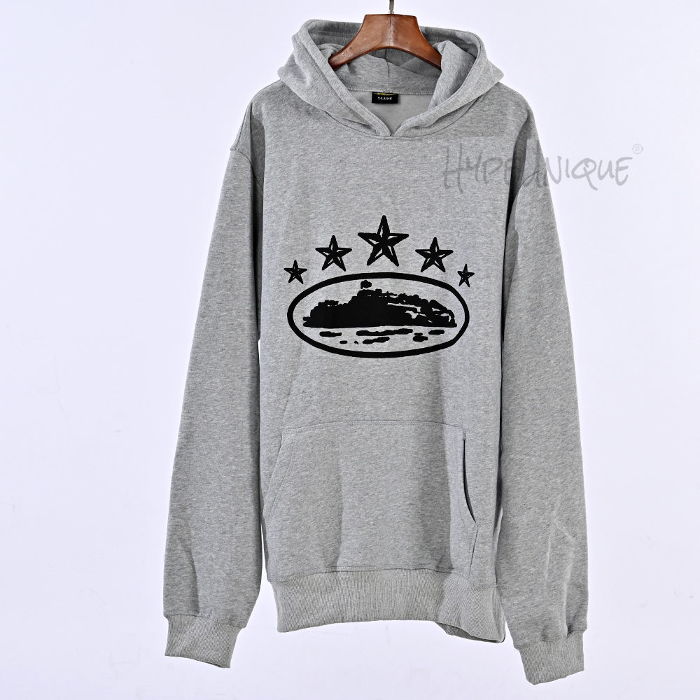 corteiz 5 starz alcatraz hoodie gray reps