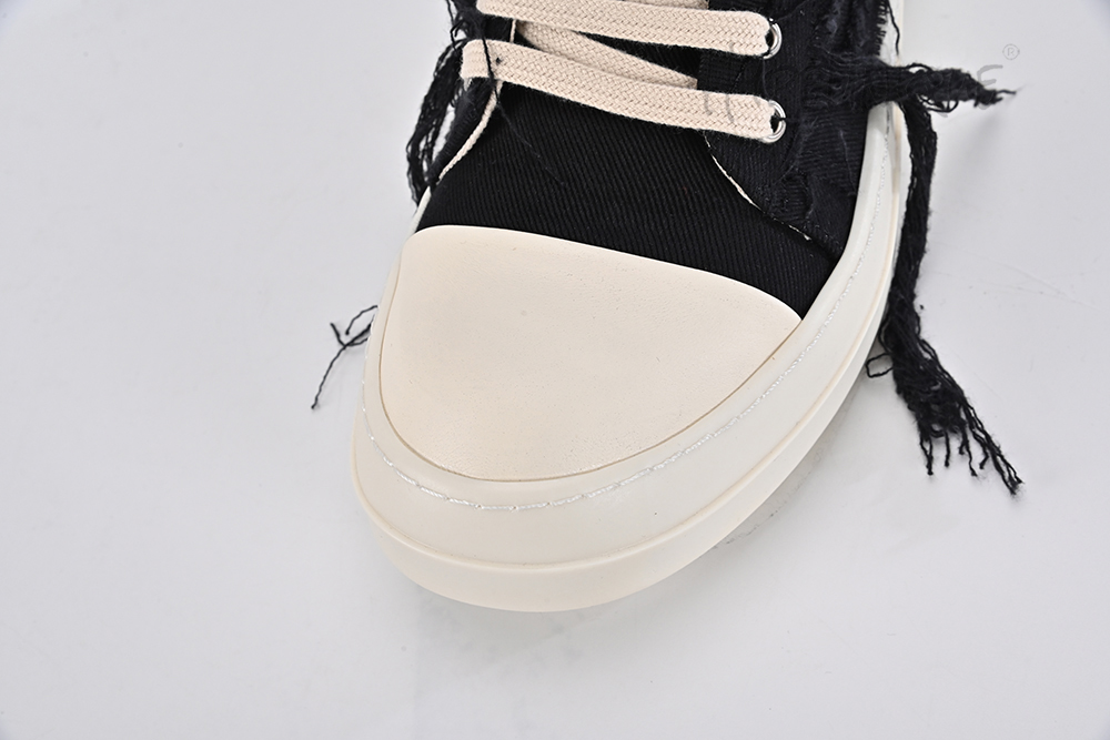 rick owens drkshdw strobe cotton denim slashed low ‘black milk’