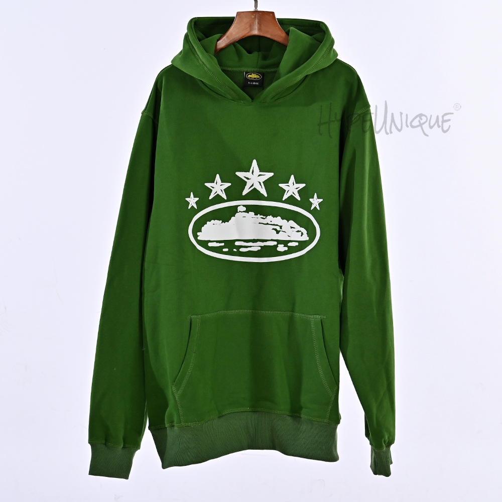 corteiz 5 starz alcatraz hoodie green