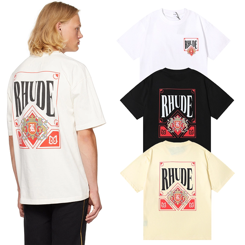 rhude card  print t-shirt reps