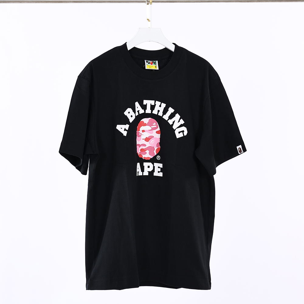 bape abc camo college tee mens – pink logo